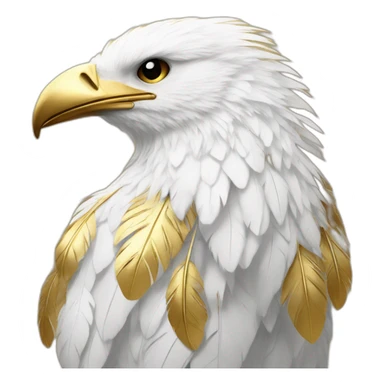 gold ink white feathers sticker