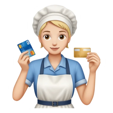  person holding debit card with flour on the table sticker