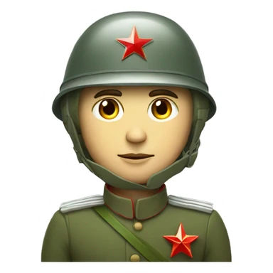 ussr soldier serious with military helmet with red star sticker