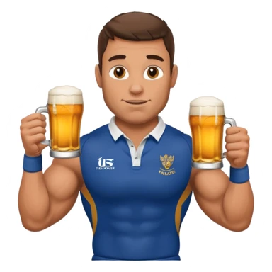 Rugby player with beer sticker