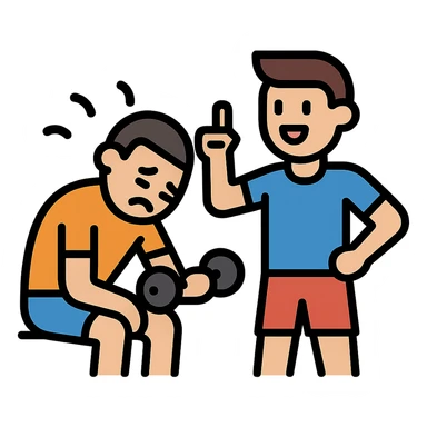 One sportsman encourages the other one, to do a workout and stop being lazy
 sticker