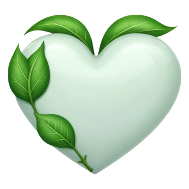 white heart with a leaf sticker