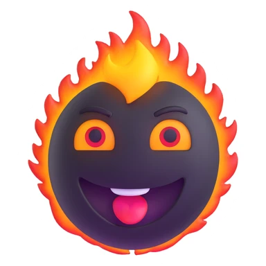 joyful laughing emoji with fiery eyes sticker