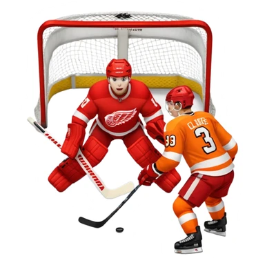 Detroit red wings shooting on Philadelphia flyers goalie sticker