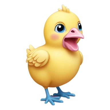 Yellow baby chicken with pink pig nose with blue eyes sticker