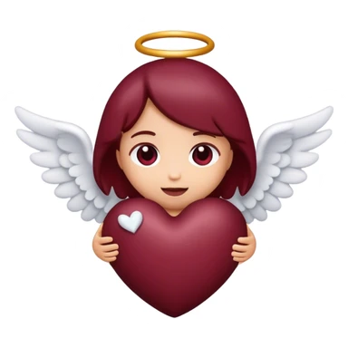 Deep maroon emoji heart with a little angel inside  sticker