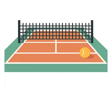 flat design style tennis court with net and ball sticker