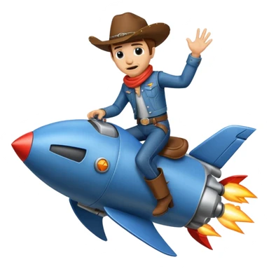 Cowboy riding rocket sticker