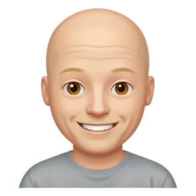 bald man with t shirt sticker
