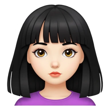cute girl with black bangs hairstyle sticker
