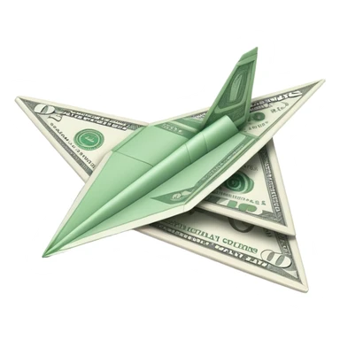 Paper airplane following the money sticker