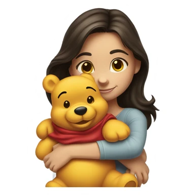 Pretty brunette hugging winne the Pooh  sticker