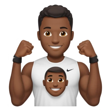Jock black man smiling very very big biceps wearing “Nike” t shirt, handsome face sticker