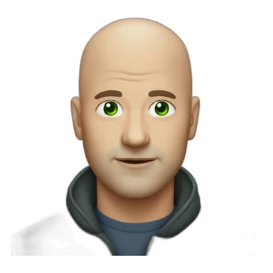bald man, green eyes, older sticker