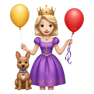 queen wearing dress, holding balloon dog sticker