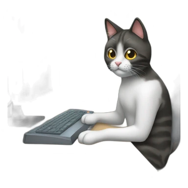 working on computer cat sticker