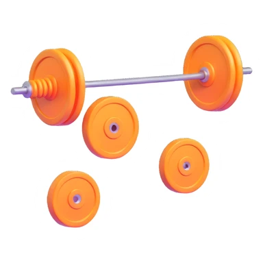 Barbell with weight plates gym equipment floating in the air, bright colors sticker