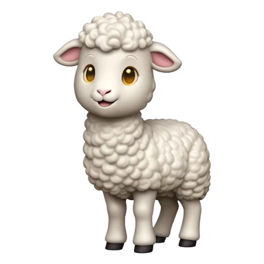 cinematic-[lamb]-realistic-full-body-standing-emoji,-tail-flicking-lazily,-head-tilted-dramatically,-curly-[white]-fur,-simplified-yet-realistic-focused-features,-highly-detailed,-glowing-with-an-almost-sarcastic-glow sticker
