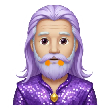 Jupiter, God of the Sea from Gods and Goddesses with long white hair and beard, lilac sequin outfit sticker