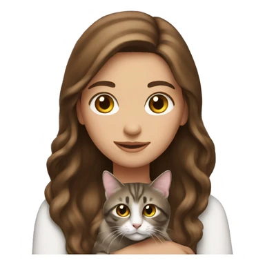 long-haired brunette with a tabby cat in her hands sticker