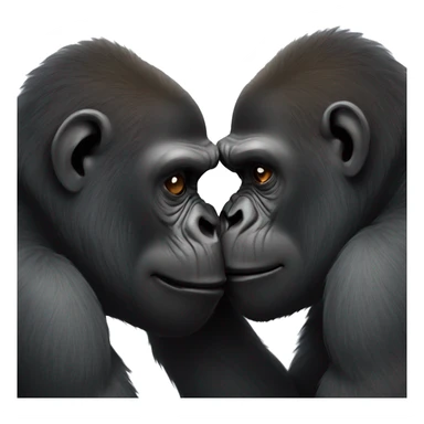 Two black gorillas touching noses sticker