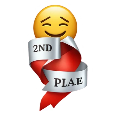 A bright red award ribbon that says 2nd place  sticker