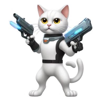Cat holding a laser gun sticker