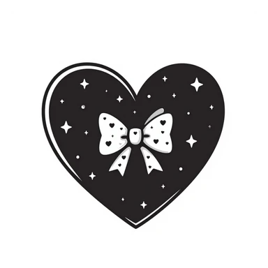 heart with a starry sky, silver bow with heart pattern sticker