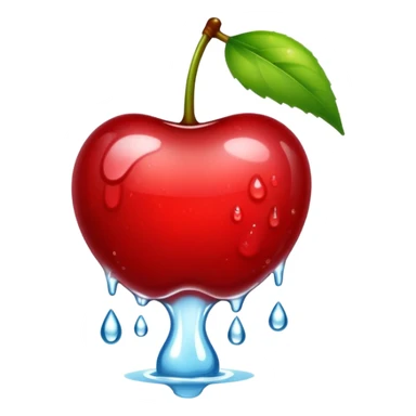 Wet cherry leaking water sticker