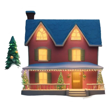 Christmas house with Christmas tree illuminated sticker