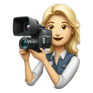 White film director woman holding a cinema camera sticker