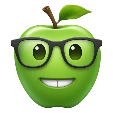 green apple nerd glasses smiling sticker