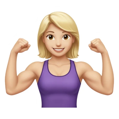 blonde young women show biceps emoji sticker