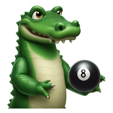 a alligator playing 8 ball sticker