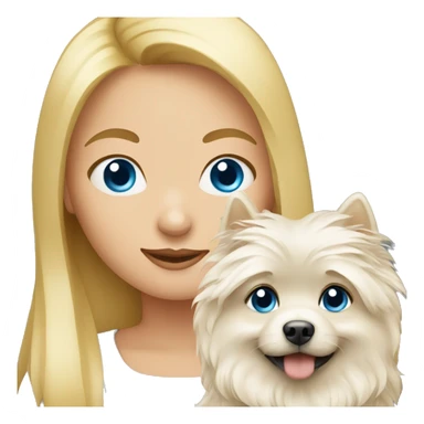 Blonde girl blue eyes holding spitz  sticker