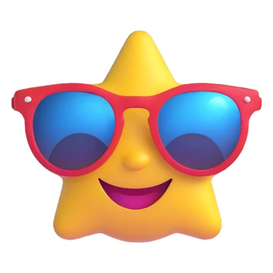 smiling face with star-shaped sunglasses sticker