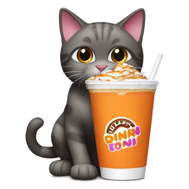 cat drinking Dunkin drink sticker