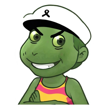 Arms crossed holding neck angry laughing girl sticker