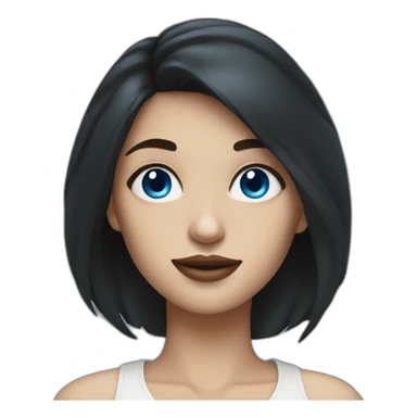a woman with blue eyes and dark short hair realism sticker