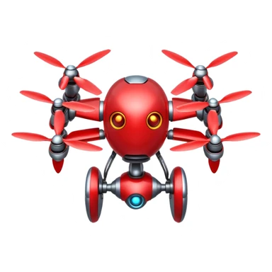 red Flying robot, small propellers, glowing eyes sticker