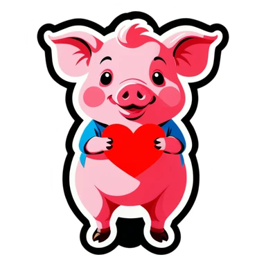 Pig with heart sticker