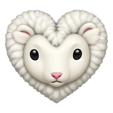 white fur heart, large clumps of wool sticker