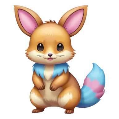 Kawaii Shiny Colorful Pastel Furret-Eevee-fusion Full Body sticker