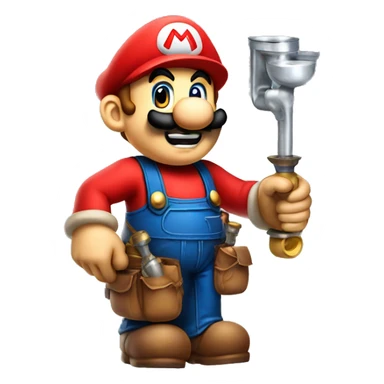 mario bros theme plumbing holding tools sticker