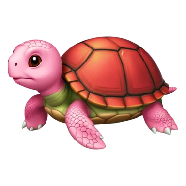 cute turtle plushie with light pink skin and red shell sticker