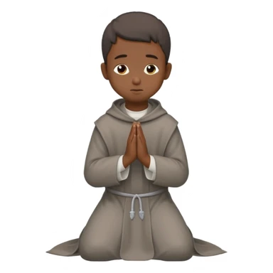 Un chico moreno con un hábito fransiscano gris ,y que el este de lado en forma de oración  sticker
