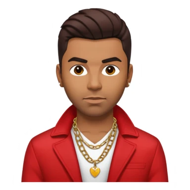 Ginuewine with dark brown hair, chest out with necklace, red jacket sticker