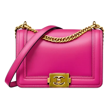 chanel le boy bright pink bag with gold hardware sticker