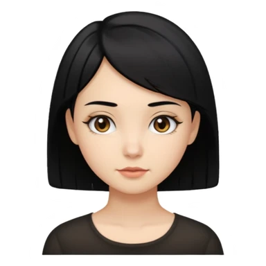 Siyah saçlı (kısa saç) önleri sarı kız beyaz tenli açık orta kahve gözlü kahverengi kaşlı sticker