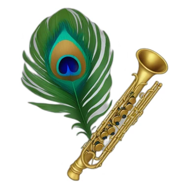 Peacock feather attached to flute sticker